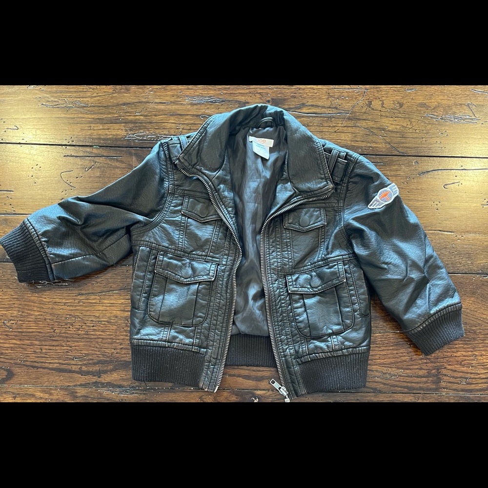 Faux leather bomber type jacket for toddler